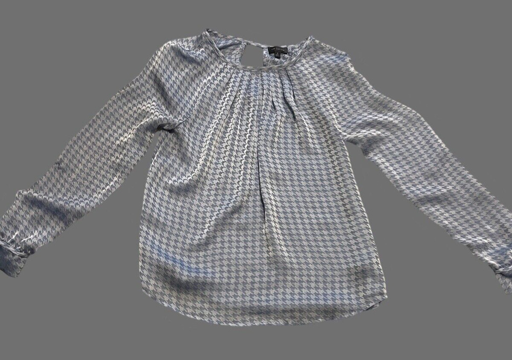 THE LIMITED Houdstooth Print Blouse, Blue| Women's: S